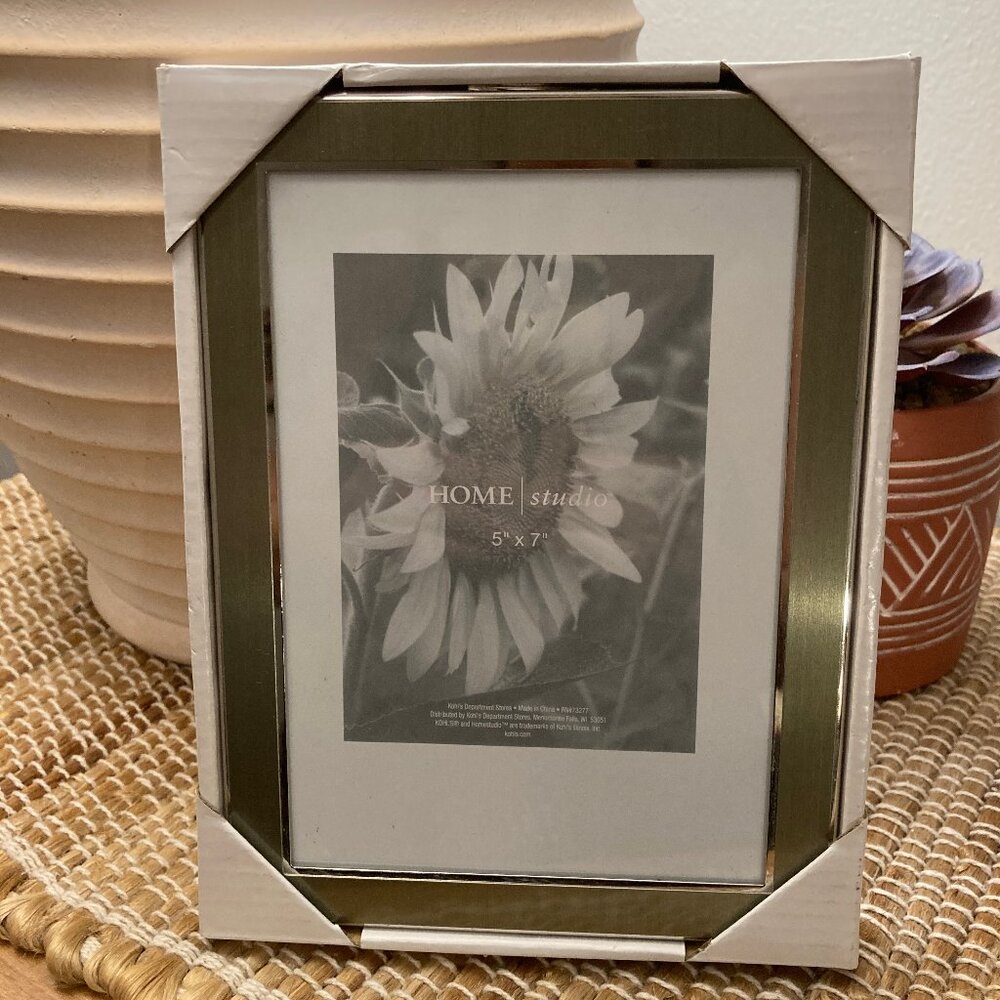 Home Studios Sage Greeen Silver Easel Back Picture Frame 5" X 7" New in Box